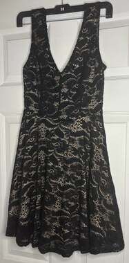 Joe & Elle Black Lace Overlay Sleeveless Fit and Flare Dress